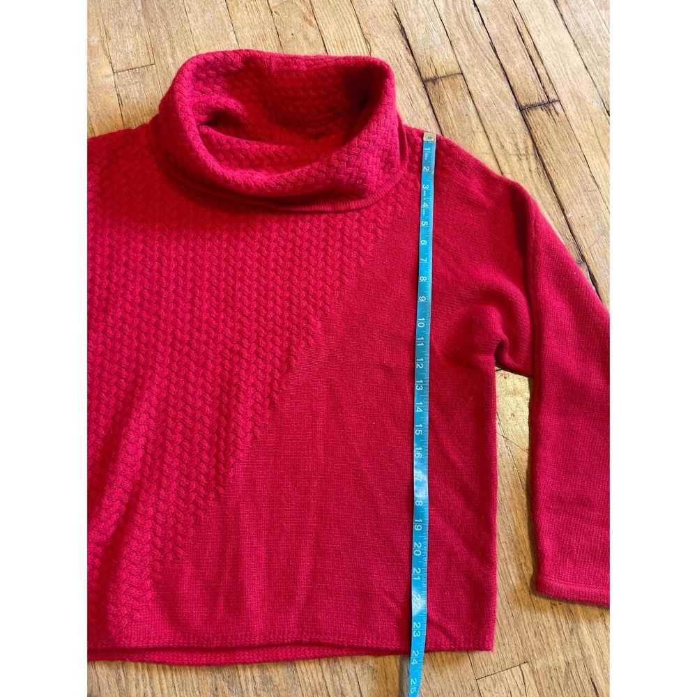 KENAR Turtleneck Sweater Wool Angora Rabbit Hair Red Long Sleeve Women Size L - Picture 3 of 5